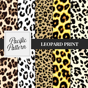 Seamless Leopard Print Pattern Set Digital Paper, Cheetah Print Pattern Scrapbook Paper Background, Safari Animal Print Pattern