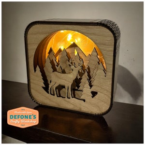 Personalized Wooden Lantern Deer Forest Scene| Laser Cut | Rustic Lantern | Perfect Birthday | Housewarming | Outdoor Gift | FAST SHIPPING