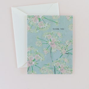 Thank You Note Card with Pretty Botanical Art