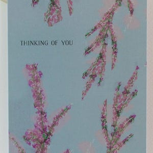 Thinking Of You Greeting Card with Botanical Art and Heather Flower Blooms