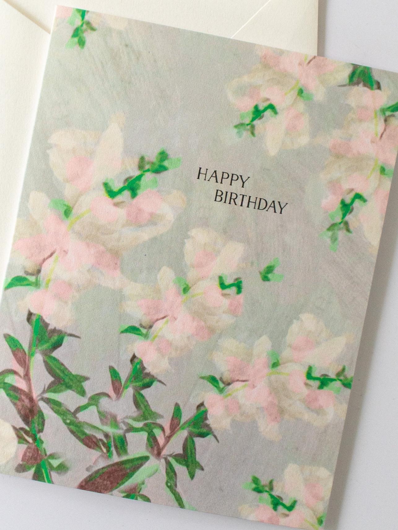 Happy Birthday Card Friend, Floral Prints Notecard, Snapdragon Art, Vintage Botanical Art, Blank Greeting Card with Envelope, Plant Lady