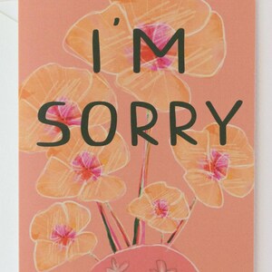 Es tut mir leid Karte, Entschuldigung Karte mit leuchtend orange Mohnblumen im Vasen-Design
