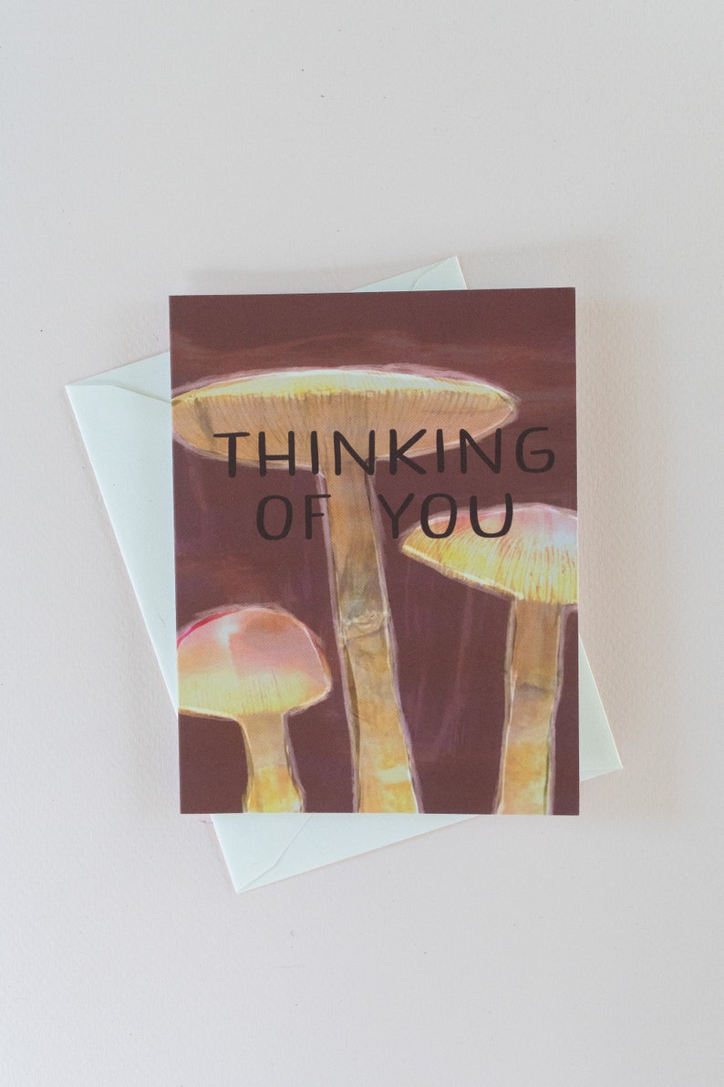 Mushroom Art Card, Autumn Mushroom, Greeting Card with Blank Envelope, Fall Card, Everyday Notecard, Thinking of You, Foraging, Hiking Gifts image 1