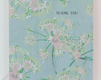 Thank You Note Card with Pretty Botanical Art