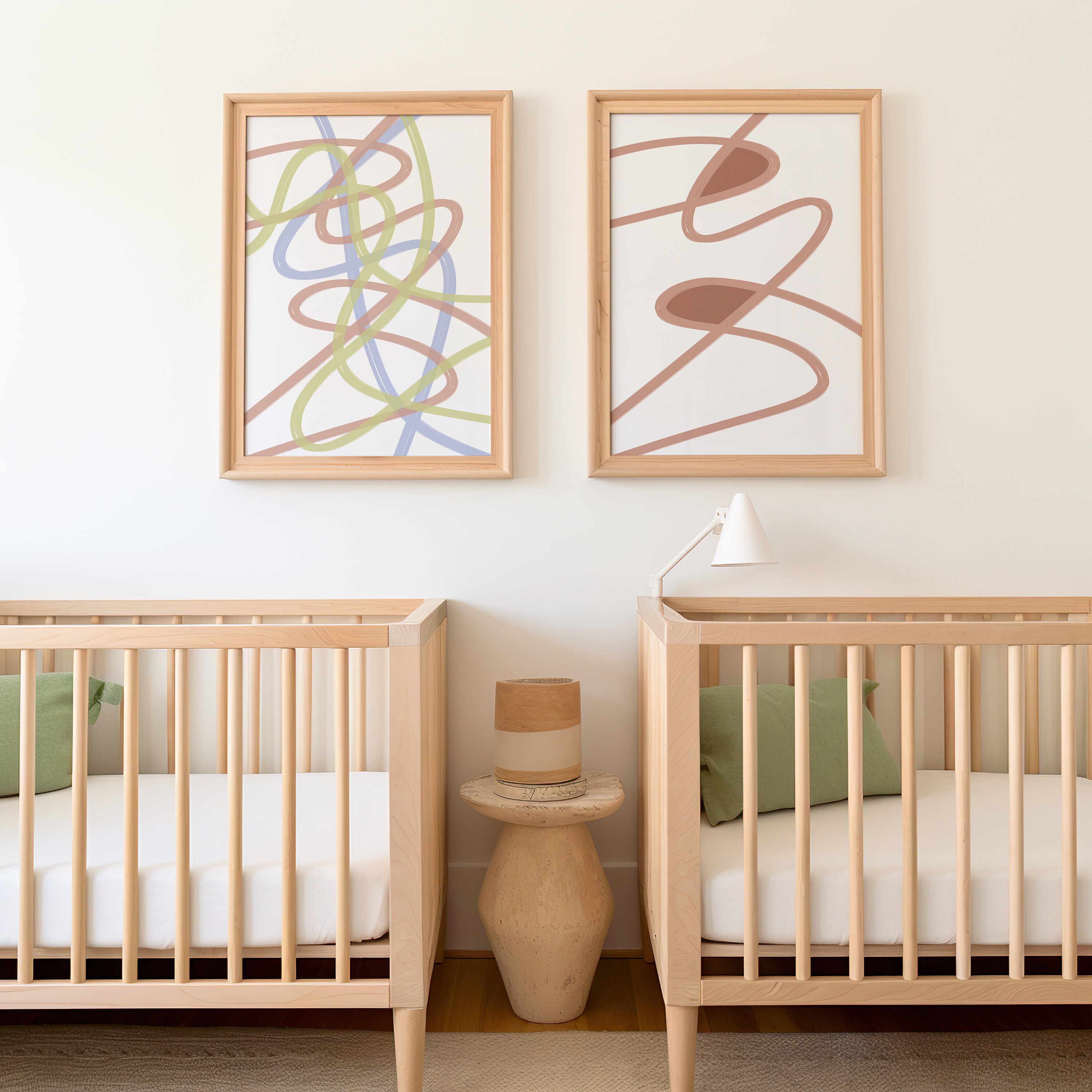 Nursery Wall Art Set of 4, Children's Room Wall Art, Lines Digital ...