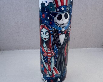 4th of July Nightmare Before Christmas tumbler 20 ounce stainless sublimation tumbler