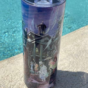 Haunted mansion tumbler ghosts (happy haunts) 20-ounce straight skinny stainless steel sublimation