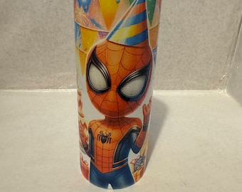 Birthday Spider-Man Stainless Steel Tumbler, 20 oz Skinny
