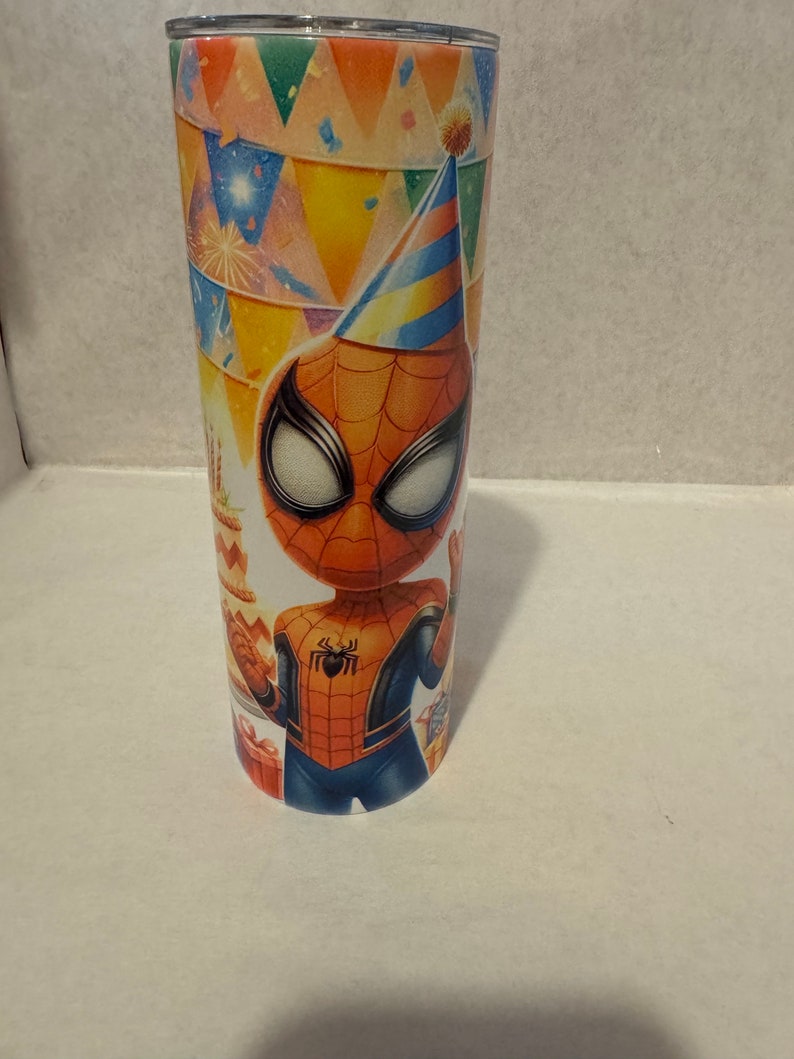 Birthday Spider-Man Stainless Steel Tumbler, 20 oz Skinny bild 5