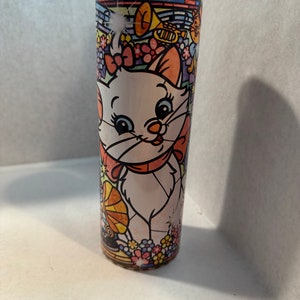Marie tumbler Aristocats tumbler stained glass style 20 ounce straight skinny stainless steel sublimation tumbler