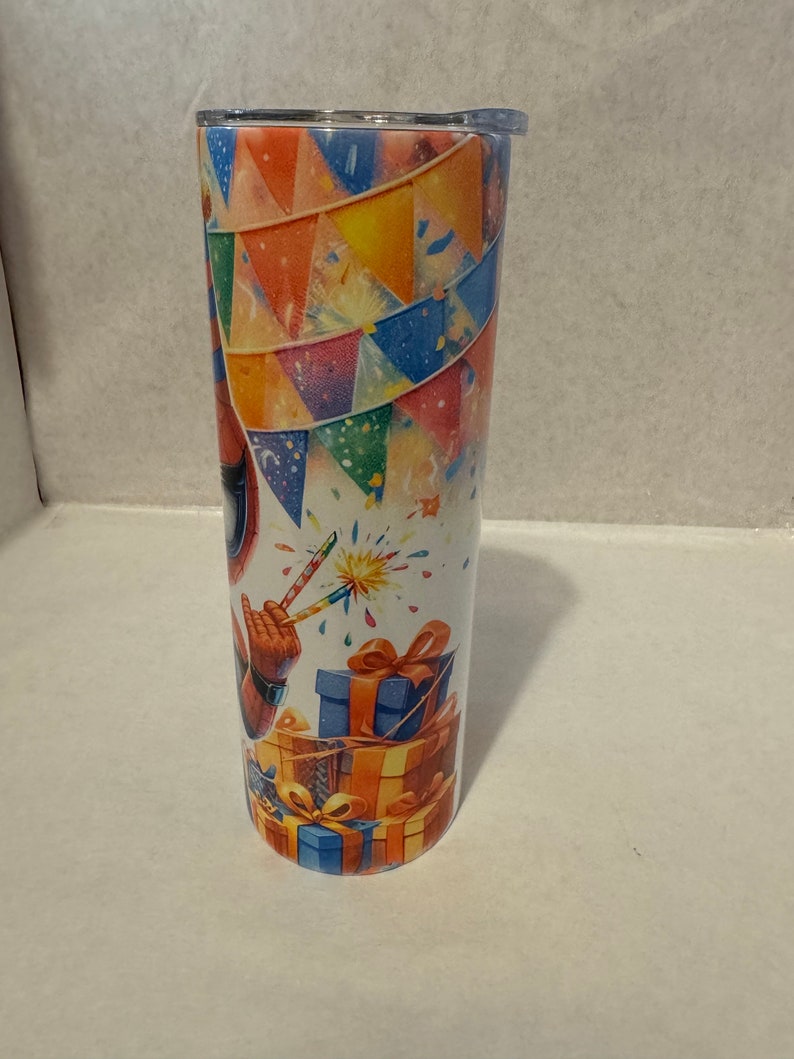 Birthday Spider-Man Stainless Steel Tumbler, 20 oz Skinny bild 2