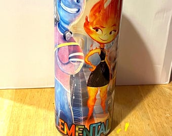 Elemental tumbler 20 ounce straight skinny stainless steel sublimation Ember Lumen, Wade Ripple Disney Pixar