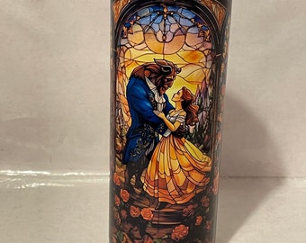 Beauty and the Beast Tumbler: Stained Glass Stainless Steel 20 oz