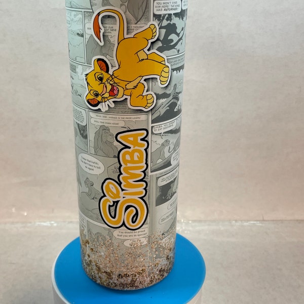 Simba tumbler. Disney’s The Lion King  tumbler. Comic strip 20 ounce straight skinny stainless steel sublimation tumbler