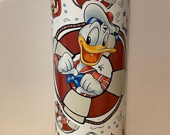 Disney Cruise tumbler Donald Duck tumbler life ring Mickey, Minnie, Daisy, Goofy Pluto 20-ounce skinny straight stainless-steel sublimation