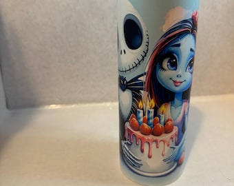 Nightmare Before Christmas Birthday Tumbler, Jack and Sally 20oz Stainless Steel
