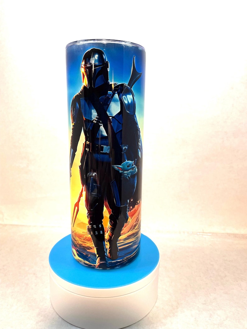 Mandalorian tumbler Grogu tumbler Star Wars Mandalorian and Grogu, Baby Yoda, 20-ounce straight skinny stainless steel sublimation tumbler Bild 1