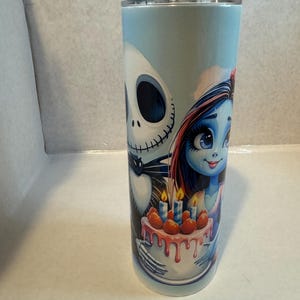 Nightmare Before Christmas Birthday Tumbler, Jack and Sally 20oz Stainless Steel zdjęcie 5
