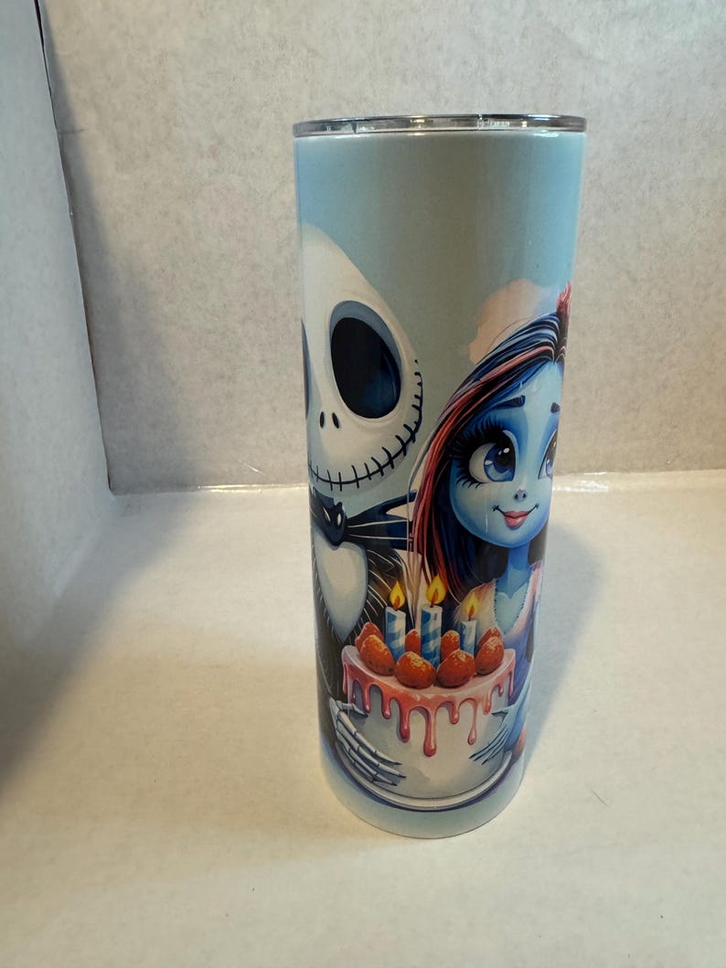 Nightmare Before Christmas Birthday Tumbler, Jack and Sally 20oz Stainless Steel zdjęcie 5