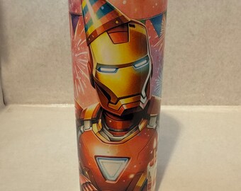Iron Man Birthday Tumbler, Marvel Stainless Steel 20-ounce Sublimation Cup