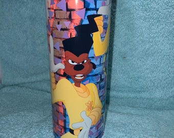 Powerline tumbler. A Goofy movie tumbler. 20-ounce skinny straight stainless-steel sublimation tumbler.