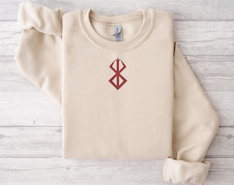 Guts Embroidered Sweatshirt, Personal Anime Gift Hoodie, Sword Sweatshirt, Pop Culture Aesthetic Crewneck, Swordsman T-shirt, Guts Crewneck