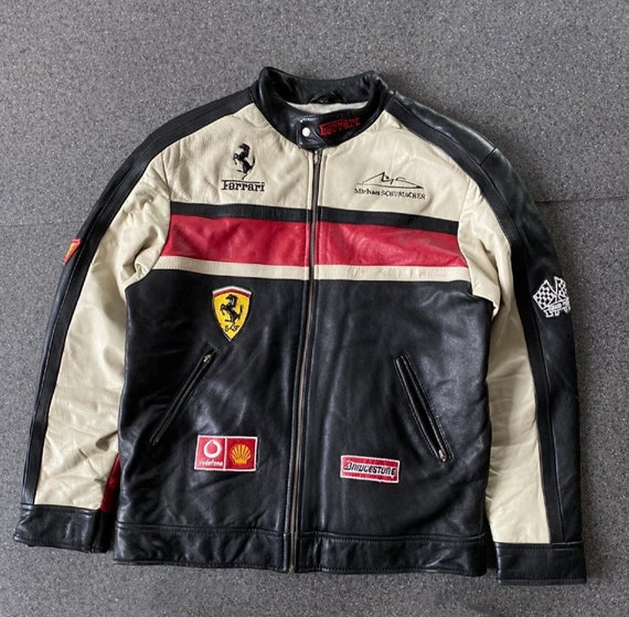 Ferrari F1 Racing Black Jacket Real Cowhide Leather Formula Men's Raceway  Motorcycle 90s Vintage Biker Jacket, Gift for Him - Etsy