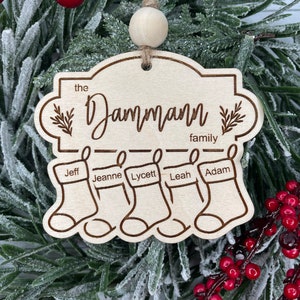 Personalized Family Names Stocking Christmas Ornament, Custom Family Name Christmas Ornament, 2023 Family Christmas Ornament