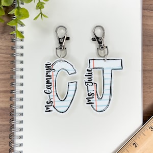 Personalized Acrylic Teacher Lanyard Charm Notebook Paper Pattern, Custom Christmas or Gift Teacher Appreciation for Aides and Paras