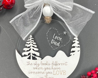Memorial Christmas Ornament: Winter White Tree, In Loving Memory, Sympathy