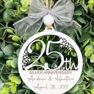 25th Anniversary Personalized Wooden Christmas Ornament, Wedding Anniversary Gift, Anniversary Party Gift, Custom 25th Anniversary
