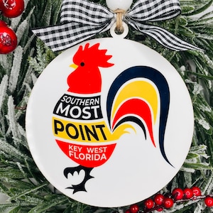 Key West Rooster Christmas Ornament, Key West Ornament, Christmas in the keys, Florida Christmas, Beach Christmas, Beach Lover Gift