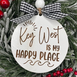 Key West is my Happy Place, Key West Christmas Ornament Southernmost Point, Key West Christmas Ornament, Beach Christmas, Key West Gift