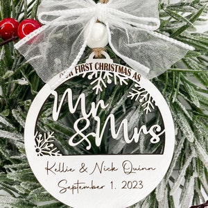 Personalized Wedding Christmas Ornament, Our First Christmas Married Ornament, Mr & Mrs Christmas Ornament, Newlywed Christmas Ornament Gift