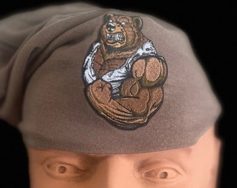 Bodybuilding beanie - Muscle Bear brown skull cap