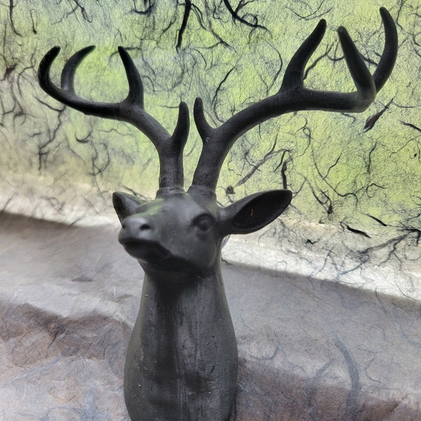 Black Stag, faux taxidermy, mini bust, stuffed deer