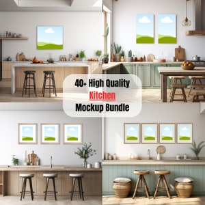 Kitchen Frame & Canvas Mockup Bundle  I  Interior Design Mockups  I  Digital Wall Art Mockups  I Photo Frame Mockups I  Digital Mockups
