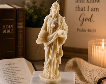 Sacred Heart of Jesus Candle | Handmade Christian Prayer Candle | Religious Home Decor | Catholic Gift | Bible Study Decor | Church Altar