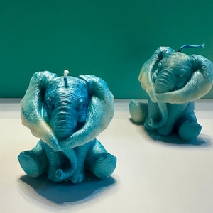 Elephant Candle (Metallic Blau)