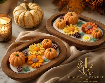 Fall Pumpkin Dough Bowl Candle | Handmade Autumn Soy Wax Candle | Rustic Farmhouse Decor | Thanksgiving Centerpiece | Cozy Fall Home Gift