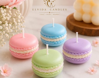 Handmade Macaron Candle Set | Dessert Candle | French Macaron Candle | Pastel Home Decor | Gift for Her | Party Favor