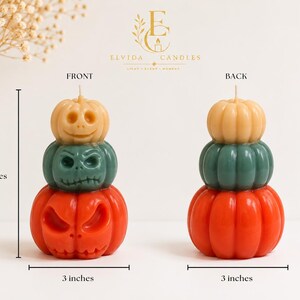 Halloween-Kürbiskerze, gruselige Kürbiskerze aus Sojawachs, Herbstdeko, Gothic-Halloween-Deko, handgefertigtes Herbstgeschenk Bild 7