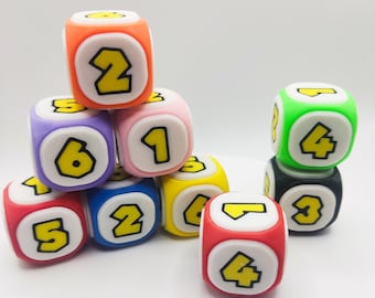 Mario Party Dice D6 - RPG Dice Set - Dnd Board Game Accessories - Party Bag Favours - Mushroom Party Gifts - Colourful Tabletop Dice Blocks