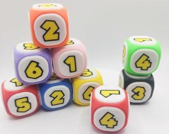 Mario Party Dice D6 - RPG Dice Set - Dnd Board Game Accessories - Party Bag Favours - Mushroom Party Gifts - Colourful Tabletop Dice Blocks