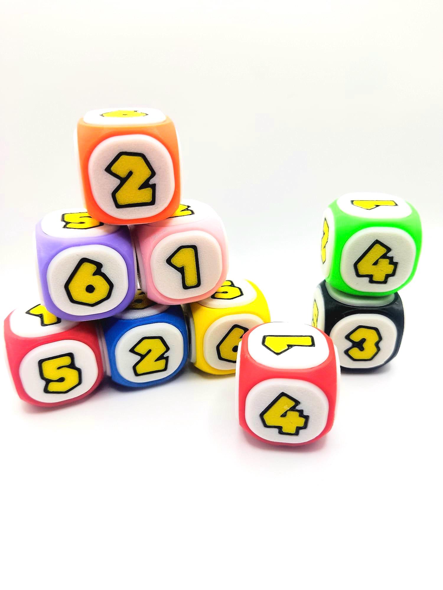 D6 Party Themed Dice 6 Sided Dice Mario Dnd Board Game Accessories Party Bag Favours Party Gifts Colourful Tabletop Dice Blocks Etsy