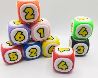 Mario Party Dice D6 - RPG Dice Set - Dnd Board Game Accessories - Party Bag Favours - Mushroom Party Gifts - Colourful Tabletop Dice Blocks