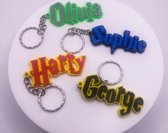 Personalised Name Keyring - Wizards Gift Custom Key Chain - Hen Party Favours - Kids Book Bag - Geek Key Ring - Magical Party for HP fans