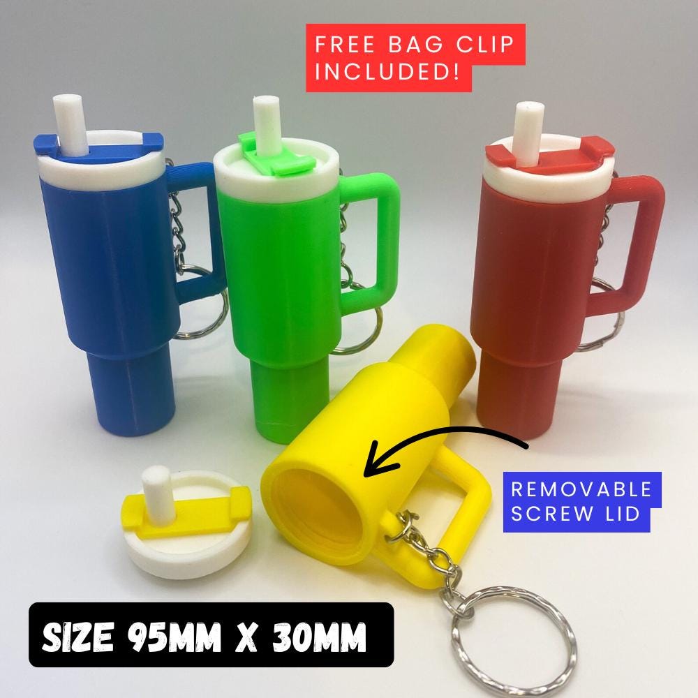 Mini Tumbler Keyring With Removable Screw Lid - Cute Pill Box