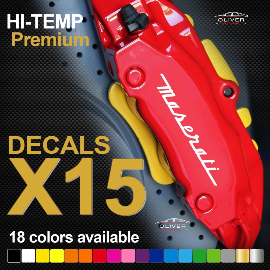 15x MASERATI Brake Calipers Decal Stickers for Car, High Temperature