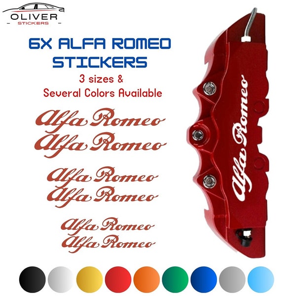 6x Alfa Romeo Brake Calipers Decal Stickers for Car, High Temperature Car Decals, Car Brake Decal Stickers, Car Stickers